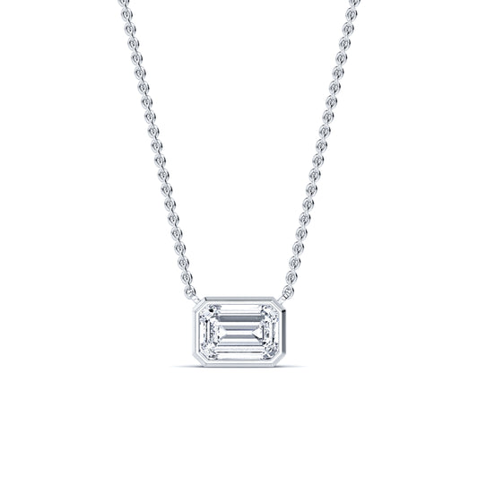 Riva Emeraude Lab&nbsp;-&nbsp;Collier or blanc diamant de synthèse émeraude #1