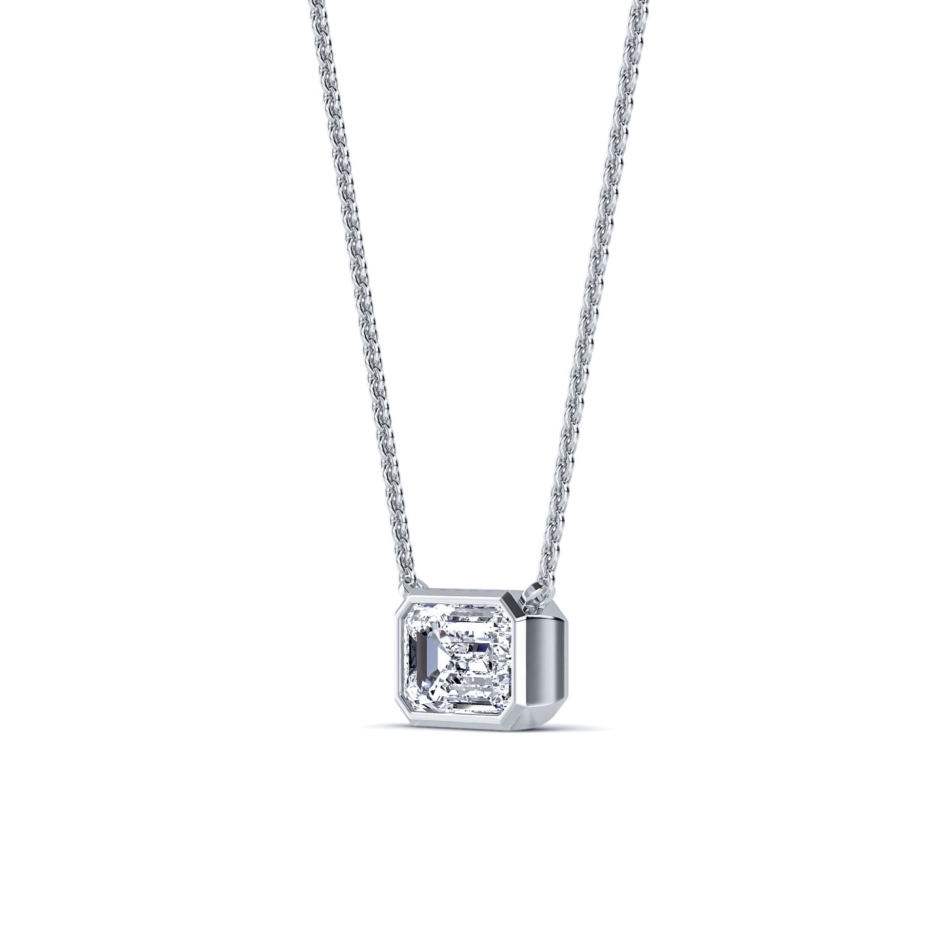 Collier or blanc diamant de synthèse émeraude Riva Emeraude Lab 3
