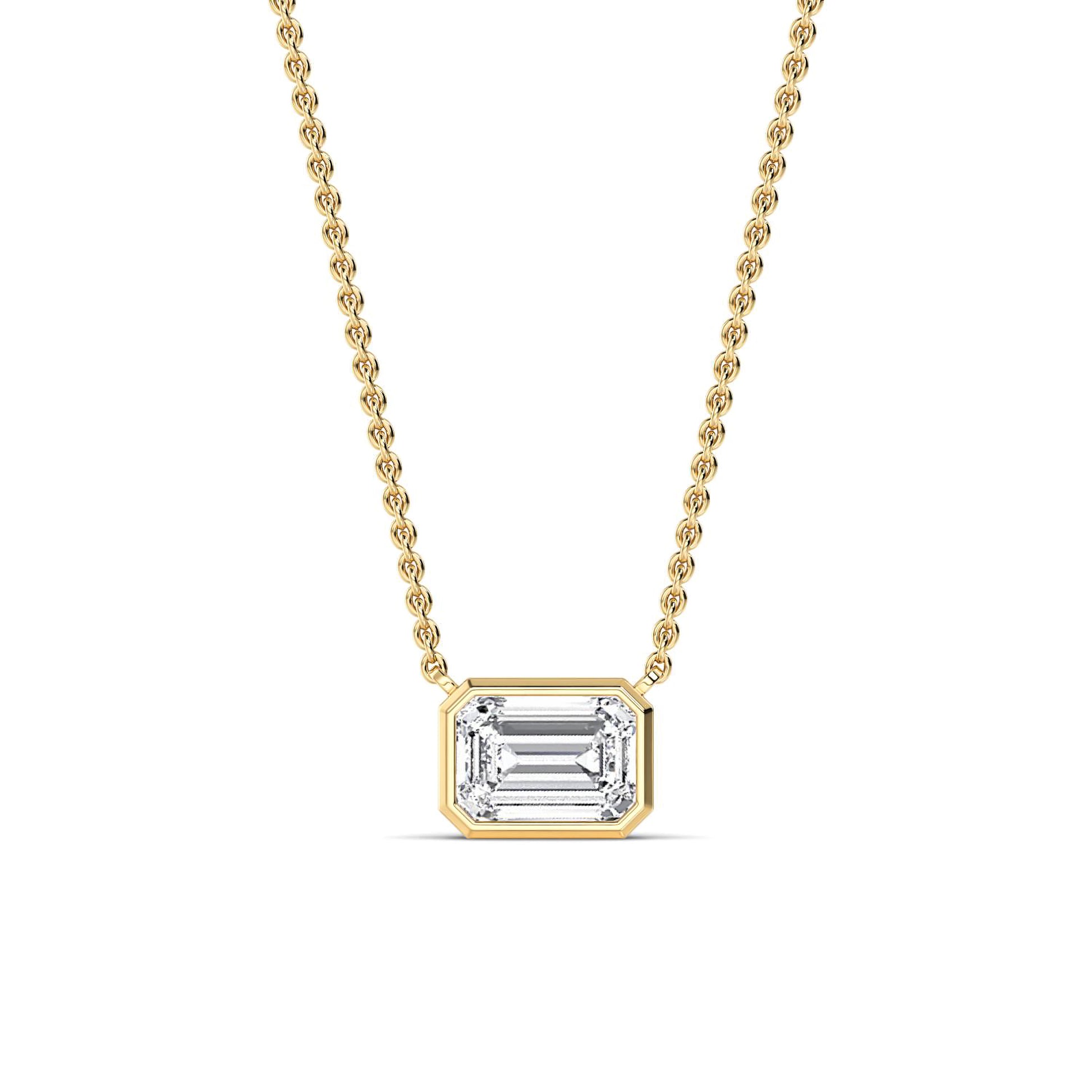 Collier or jaune diamant de synthèse émeraude Riva Emeraude Lab 1