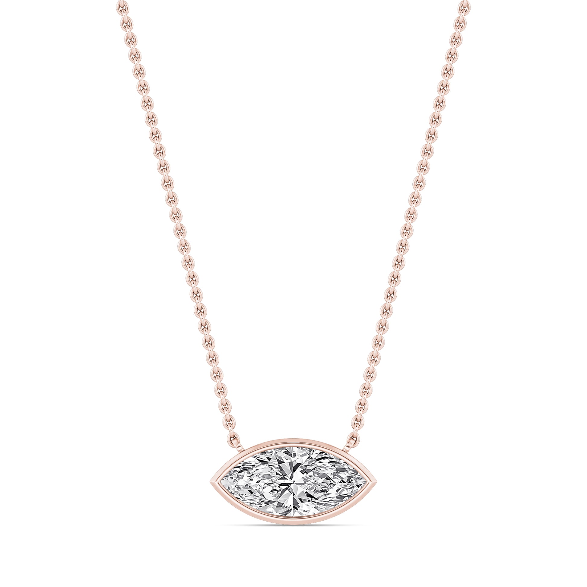 Collier or rose diamant de synthèse marquise Riva Marquise Lab 1
