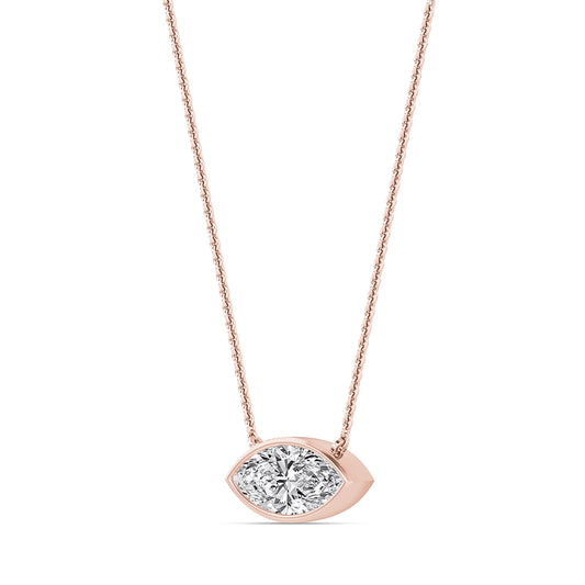 Riva Marquise Lab&nbsp;-&nbsp;Collier or rose diamant de synthèse marquise #2