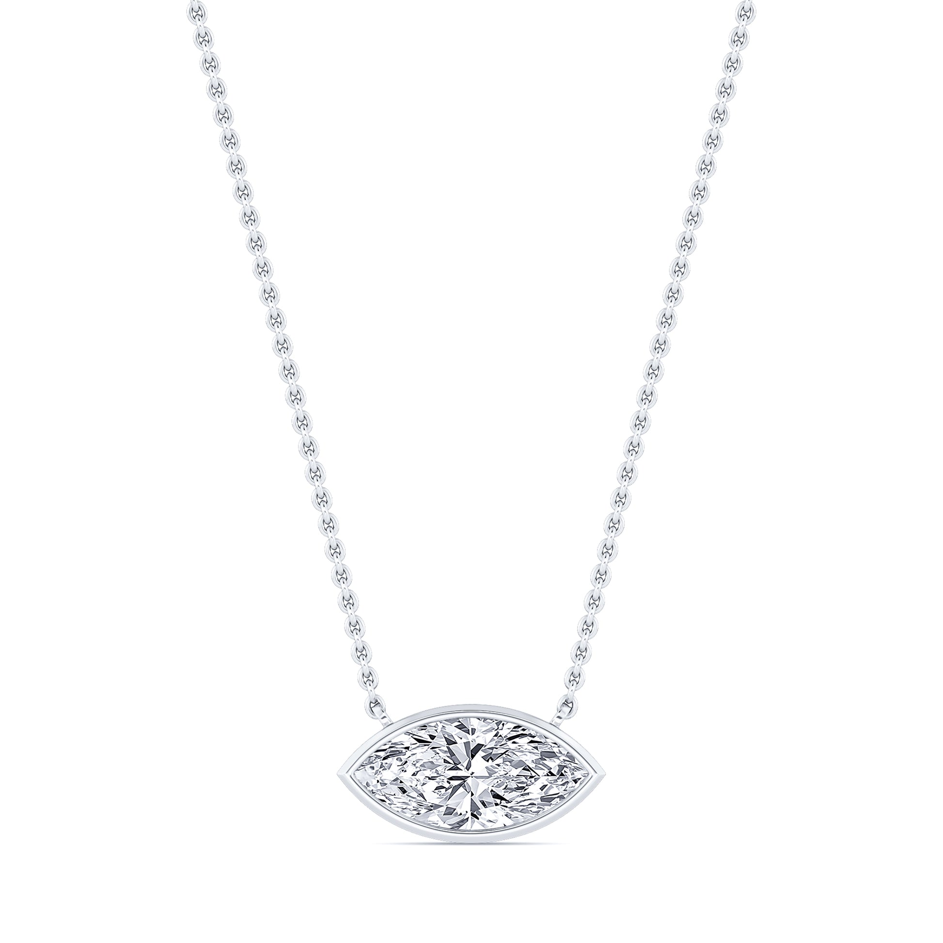 Collier or blanc diamant de synthèse marquise Riva Marquise Lab 1