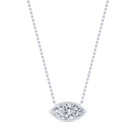 Riva Marquise Lab&nbsp;-&nbsp;Collier or blanc diamant de synthèse marquise #1