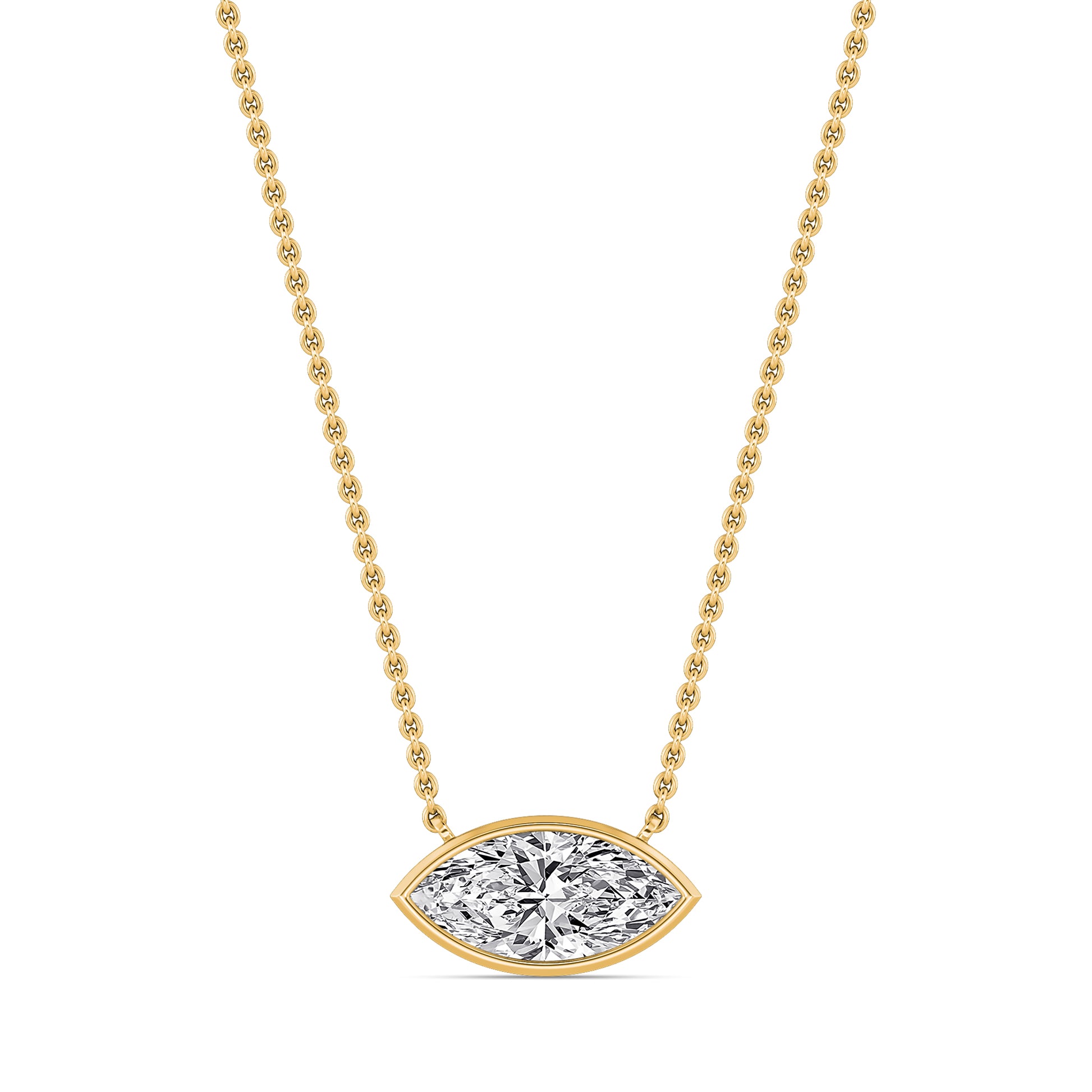 Collier or jaune diamant de synthèse marquise Riva Marquise Lab 1