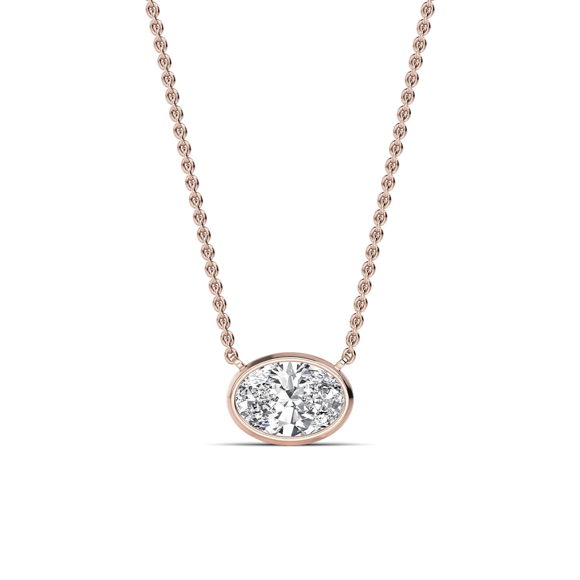 Collier or rose diamant de synthèse ovale Riva Ovale Lab 1