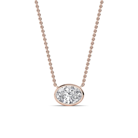 Riva Ovale Lab&nbsp;-&nbsp;Collier or rose diamant de synthèse ovale #1