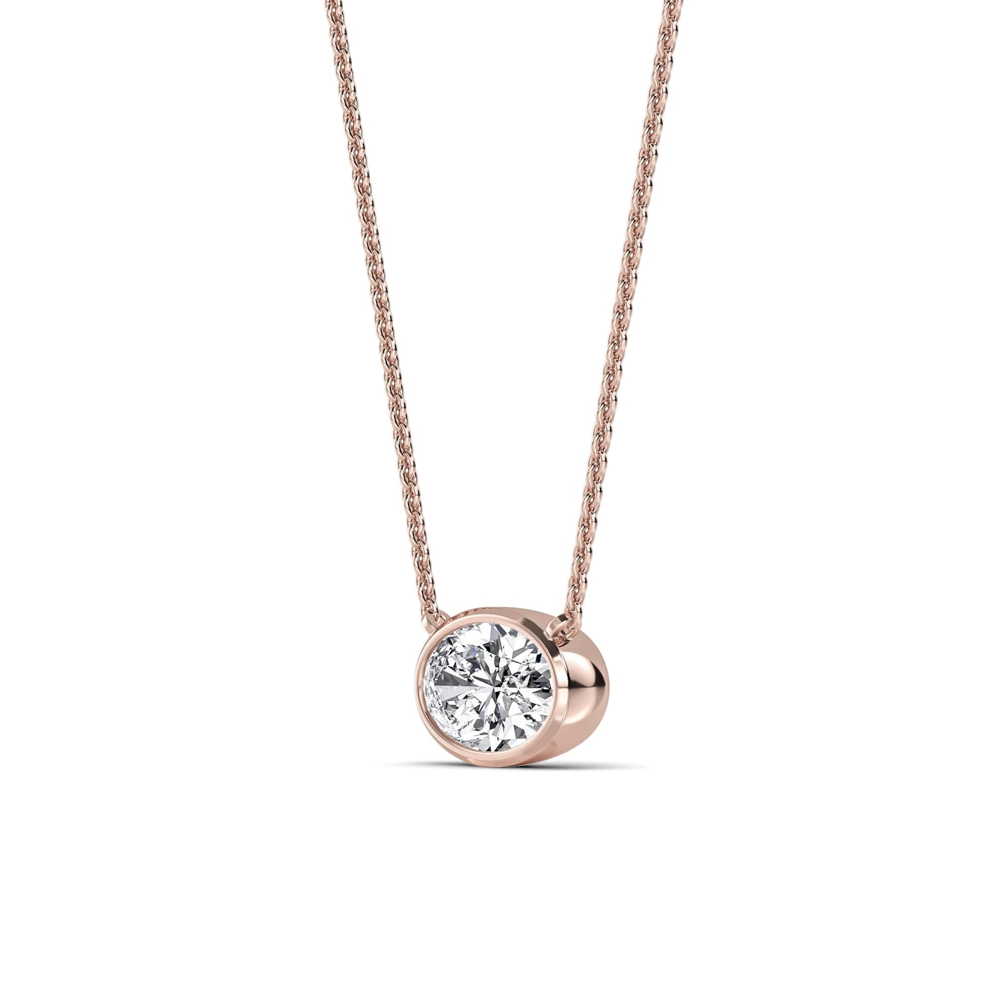 Collier or rose diamant de synthèse ovale Riva Ovale Lab 3