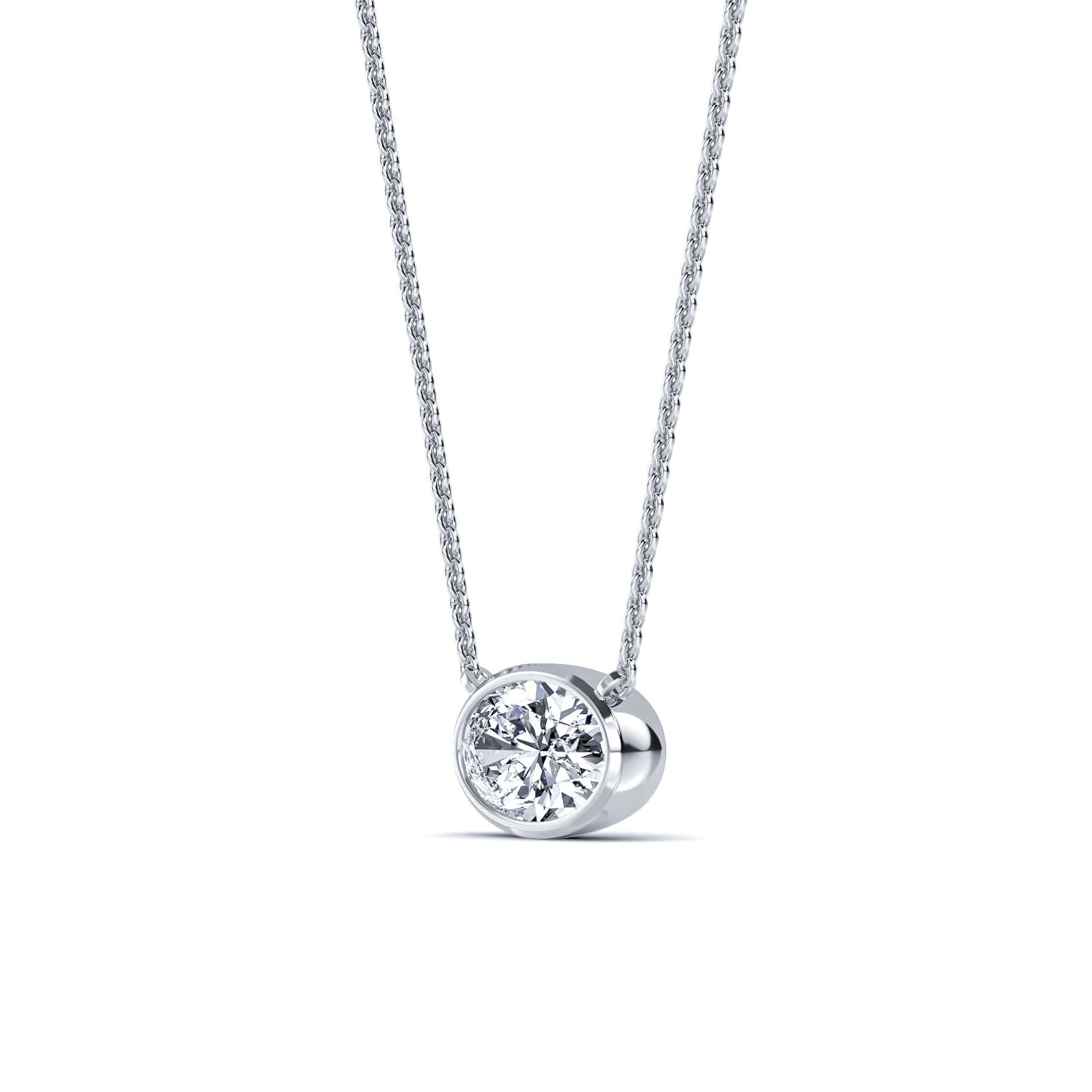 Collier or blanc diamant de synthèse ovale Riva Ovale Lab 3