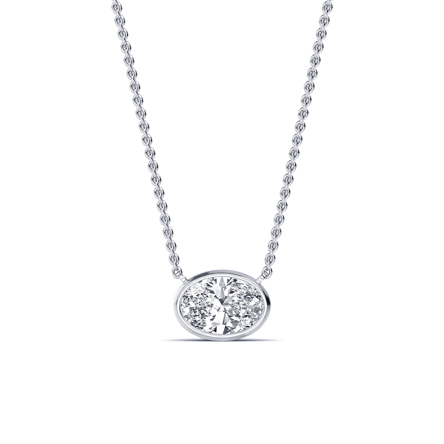 Collier or blanc diamant de synthèse ovale Riva Ovale Lab 1