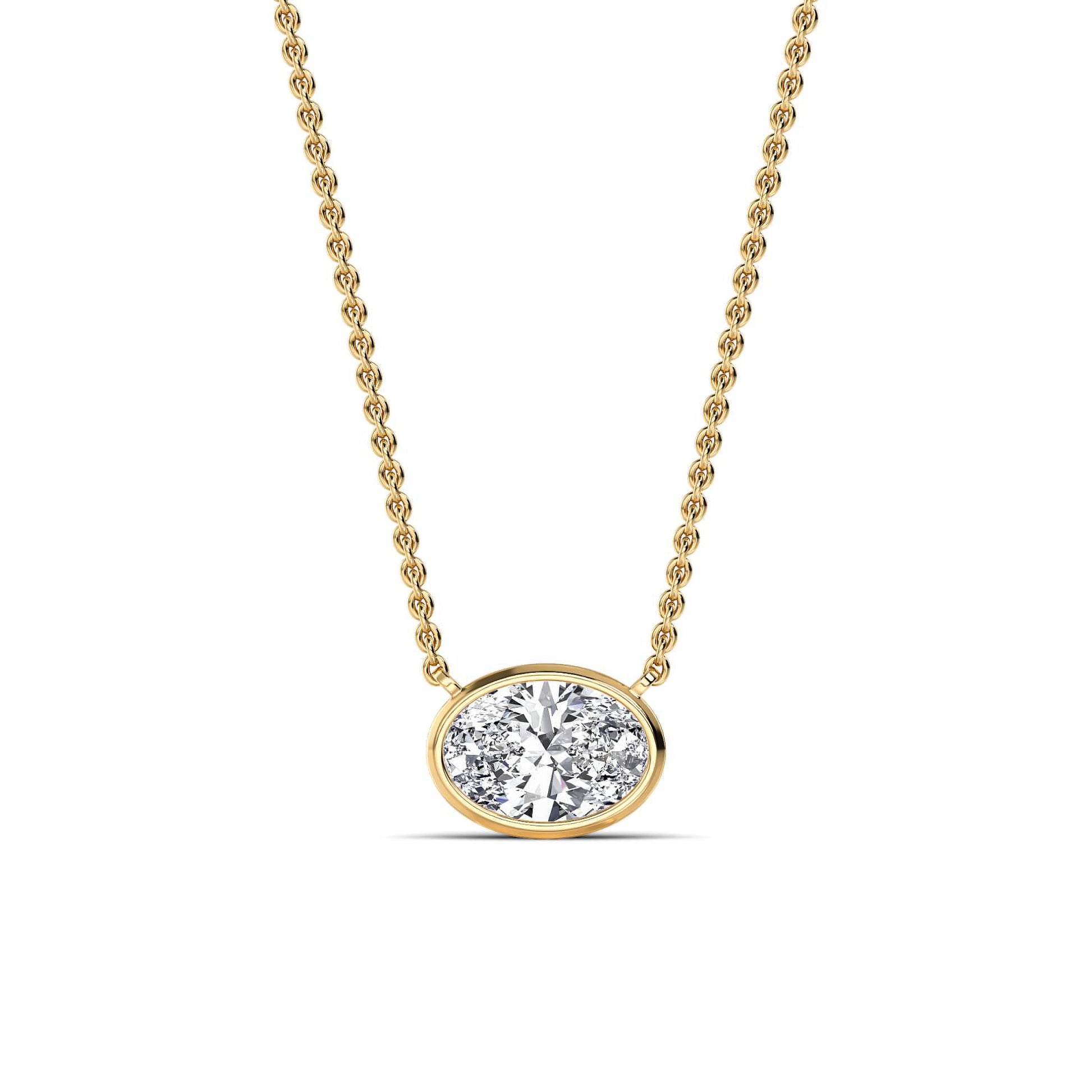 Collier or jaune diamant de synthèse ovale Riva Ovale Lab 1