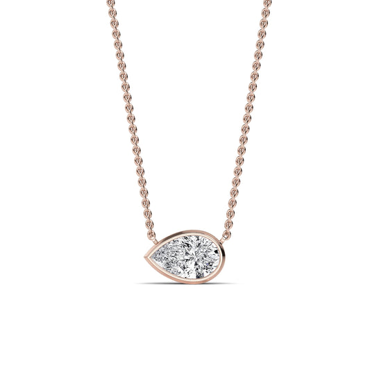 Riva Poire Lab&nbsp;-&nbsp;Collier or rose diamant de synthèse poire #1