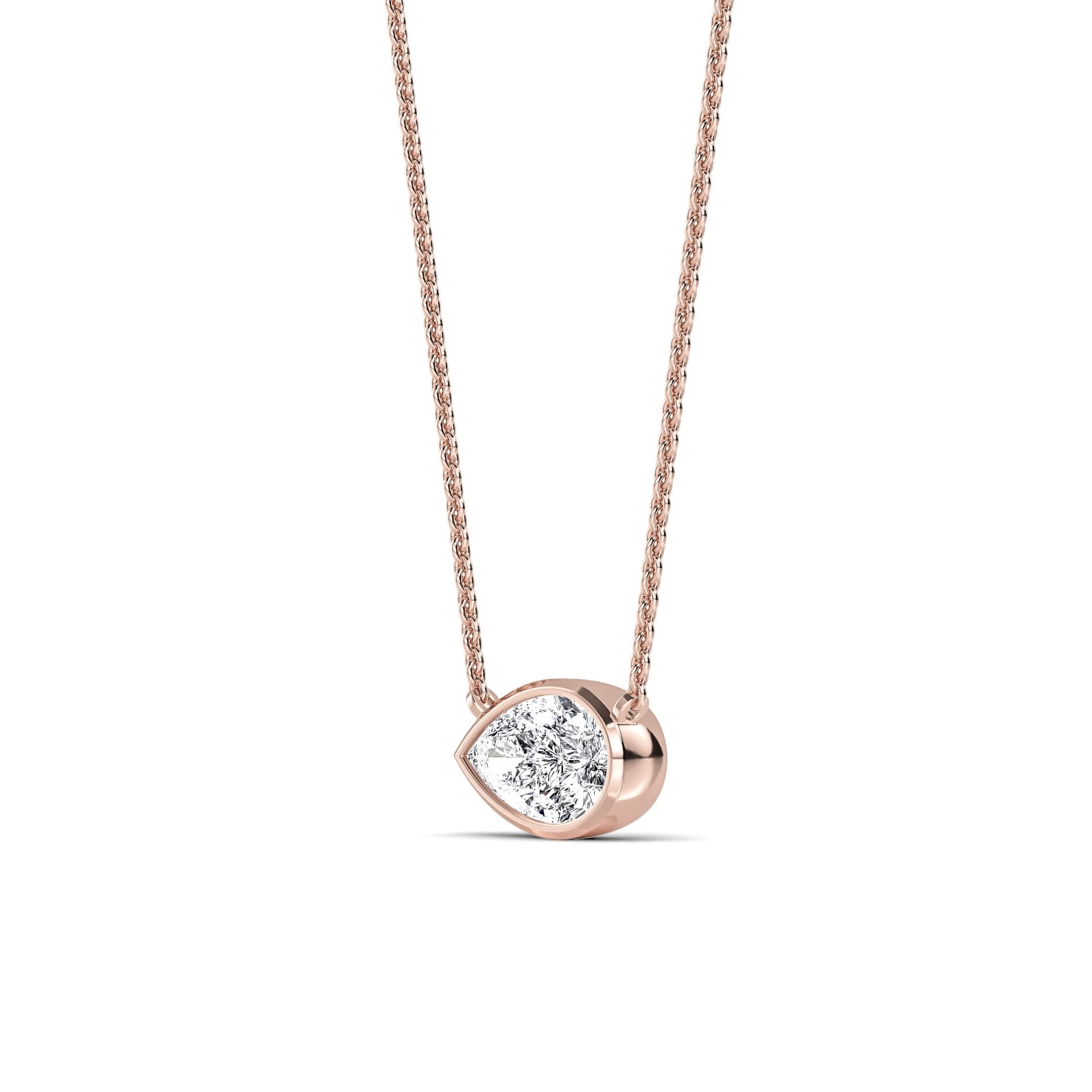 Collier or rose diamant de synthèse poire Riva Poire Lab 3