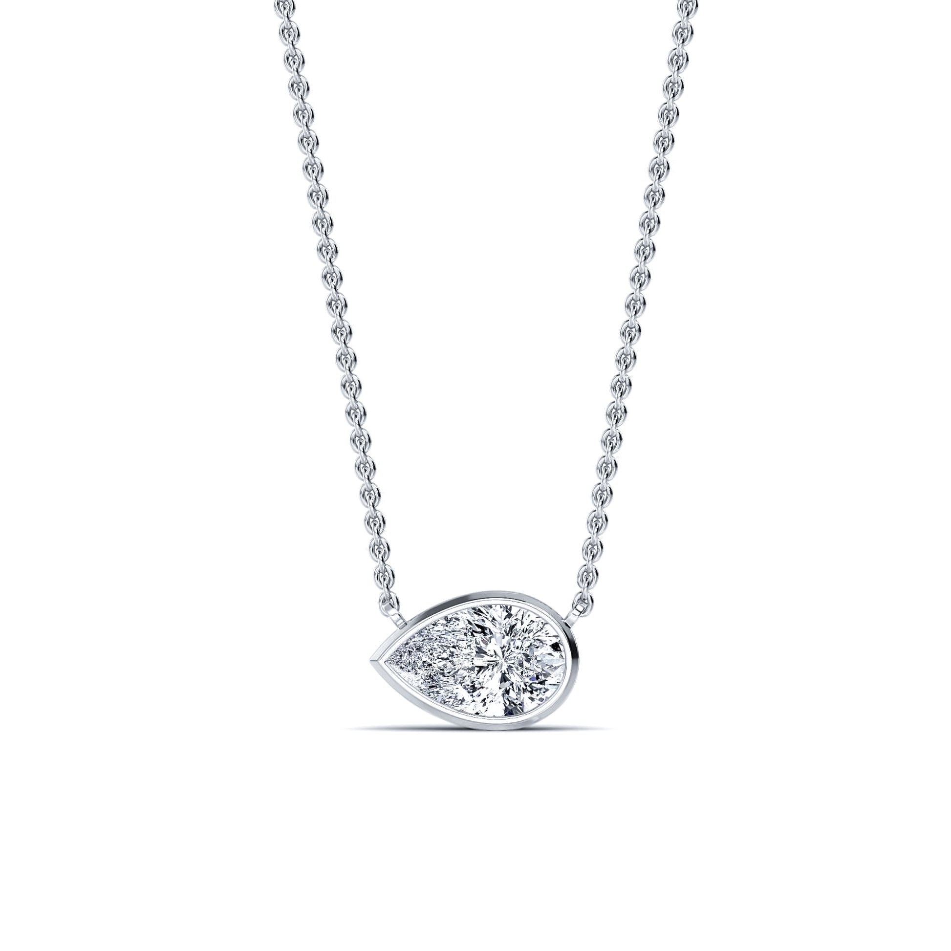 Collier or blanc diamant de synthèse poire Riva Poire Lab 1