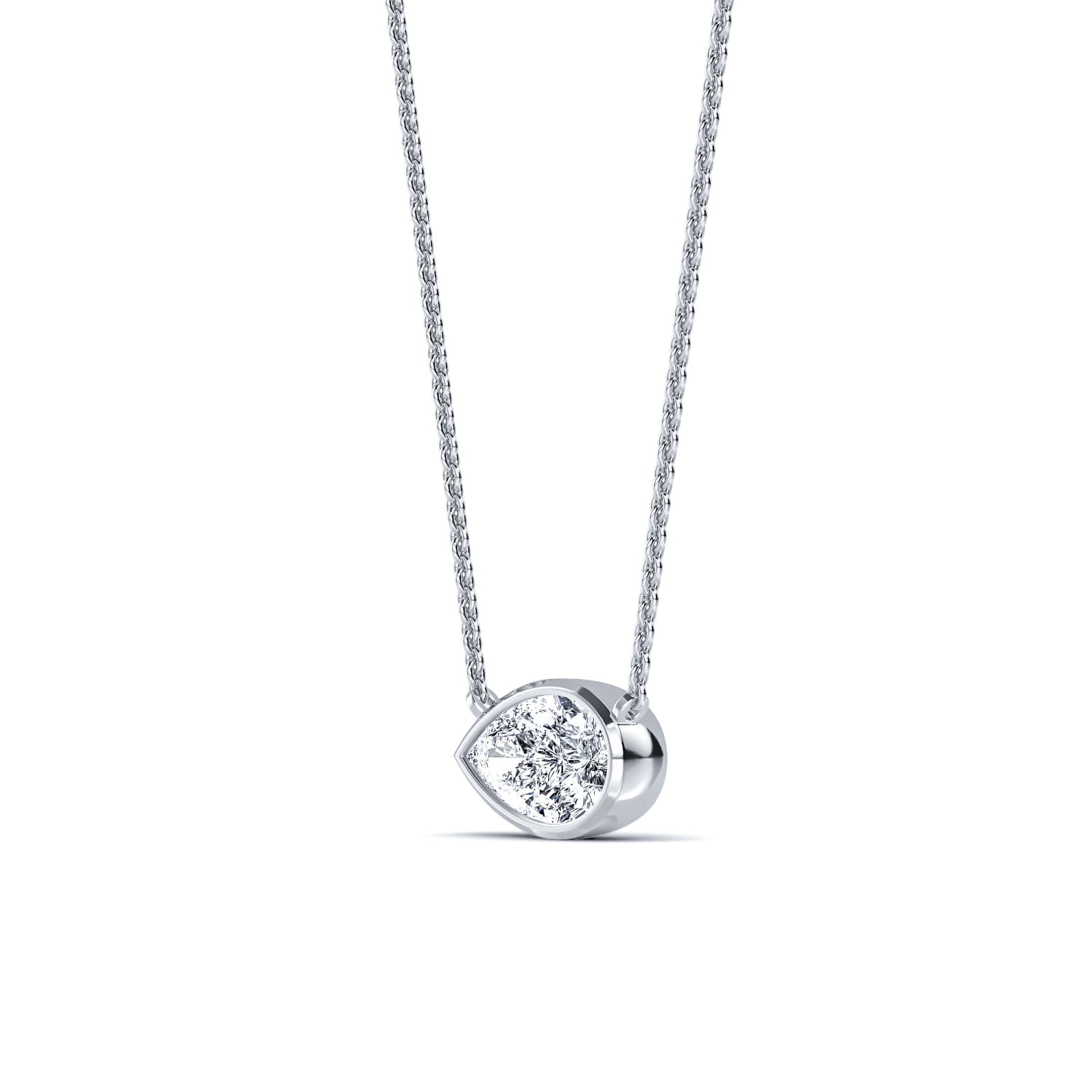 Collier or blanc diamant de synthèse poire Riva Poire Lab 3
