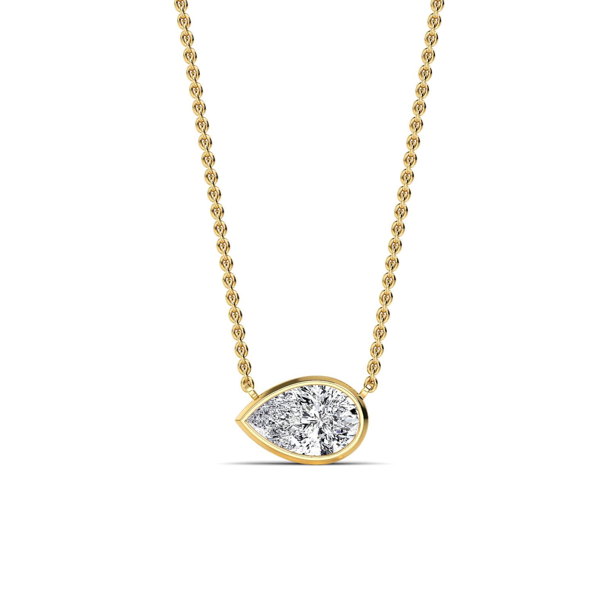 Collier or jaune diamant de synthèse poire Riva Poire Lab 1