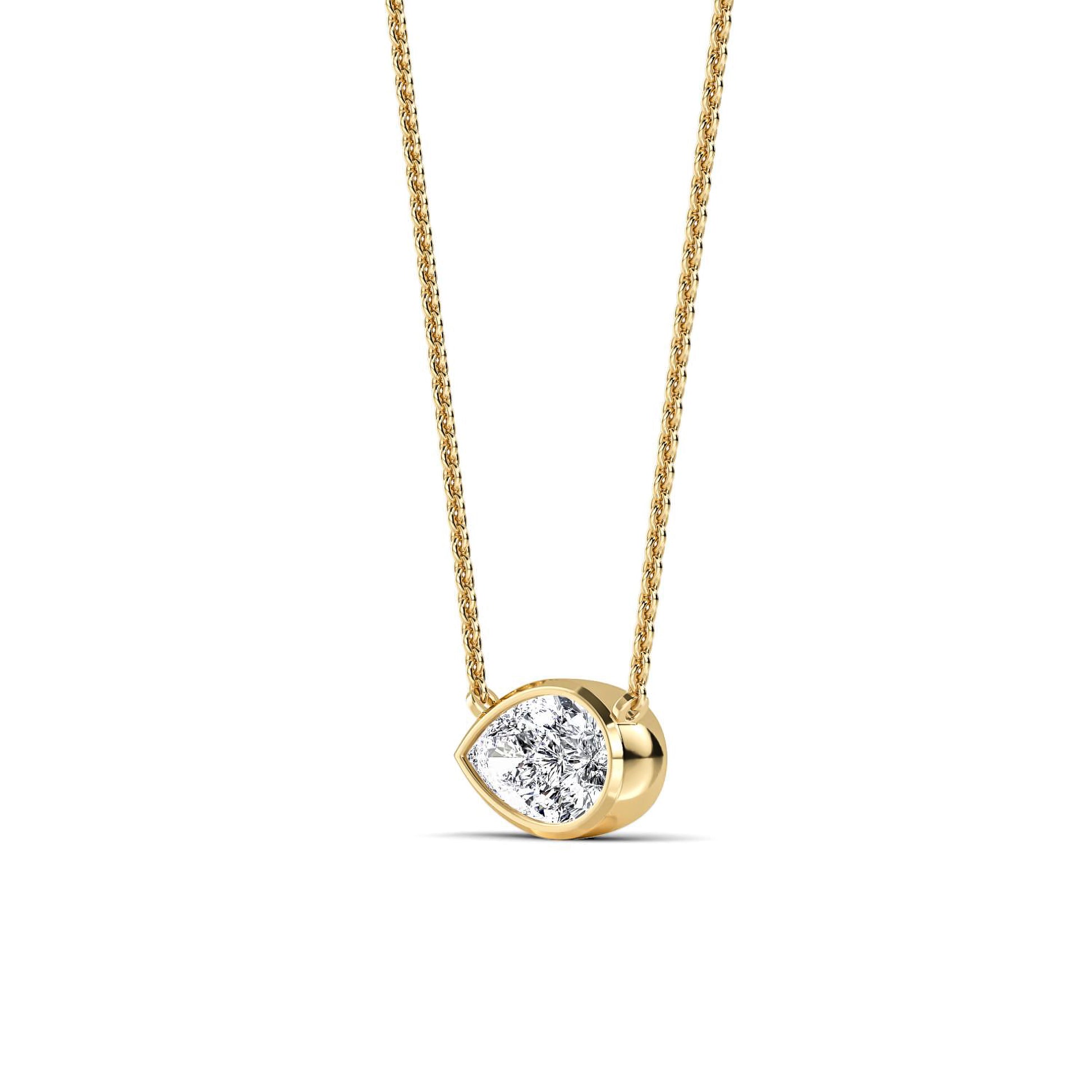 Collier or jaune diamant de synthèse poire Riva Poire Lab 3