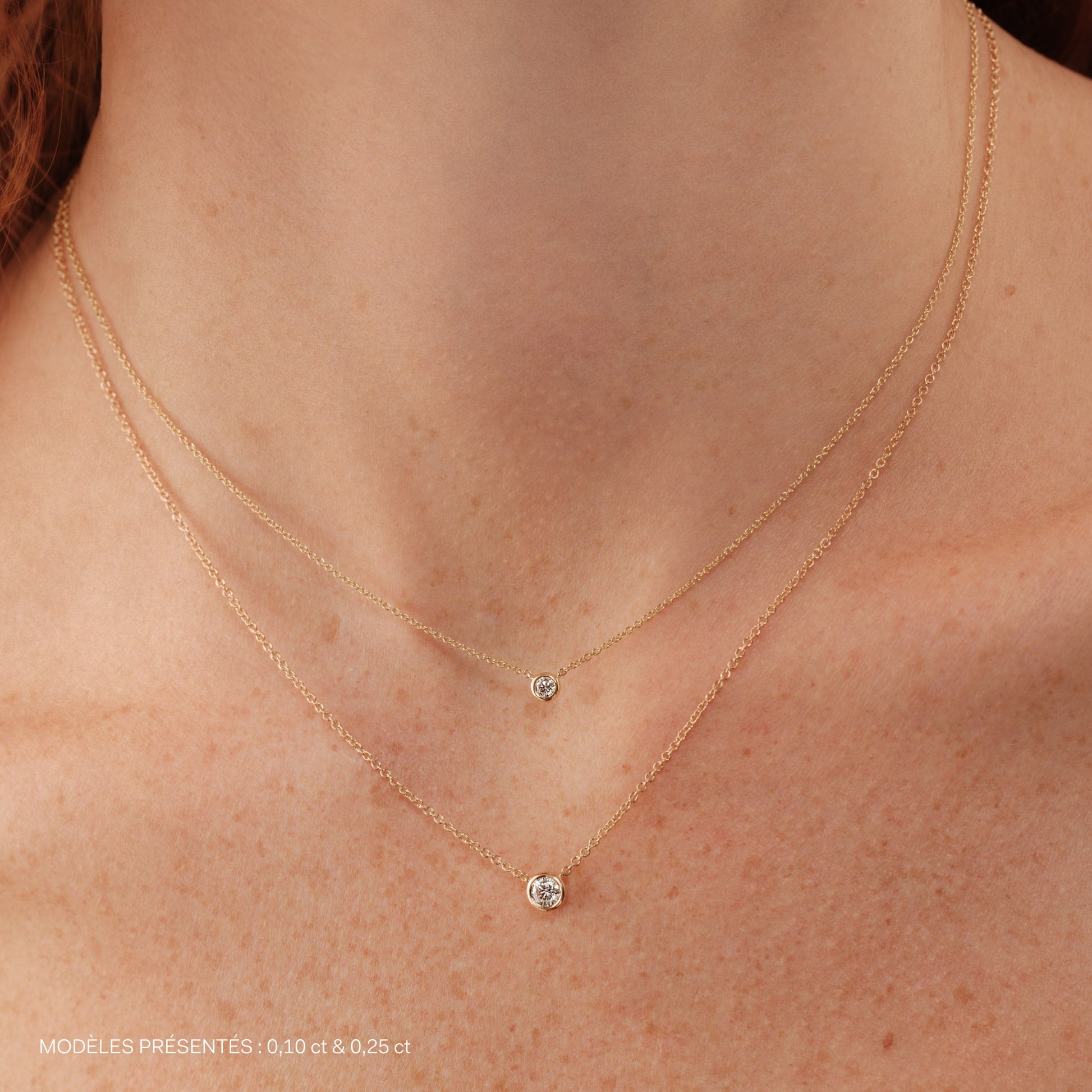 Collier or rose diamant serti clos Livy 4