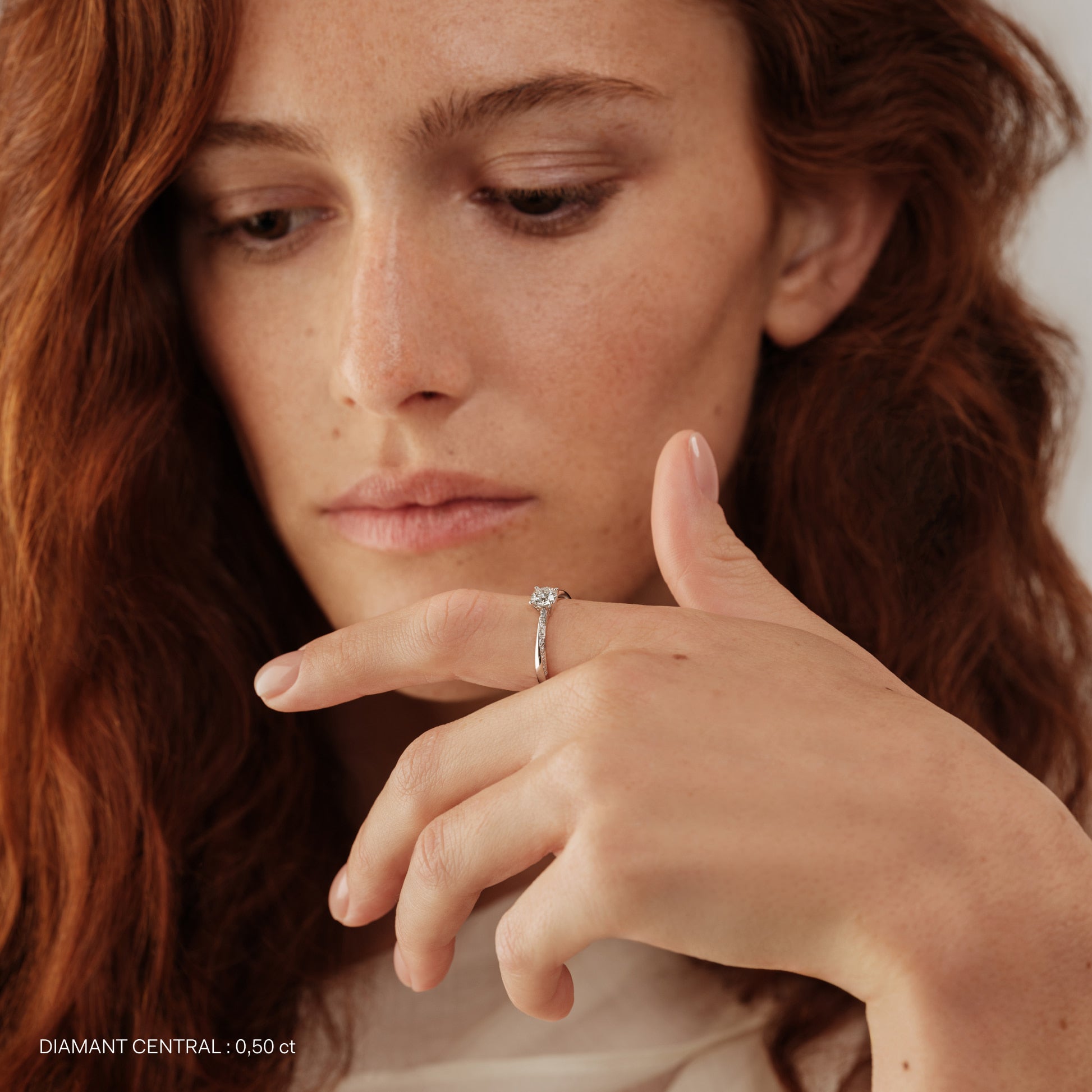 Solitaire or rose diamant accompagné Sunny 5