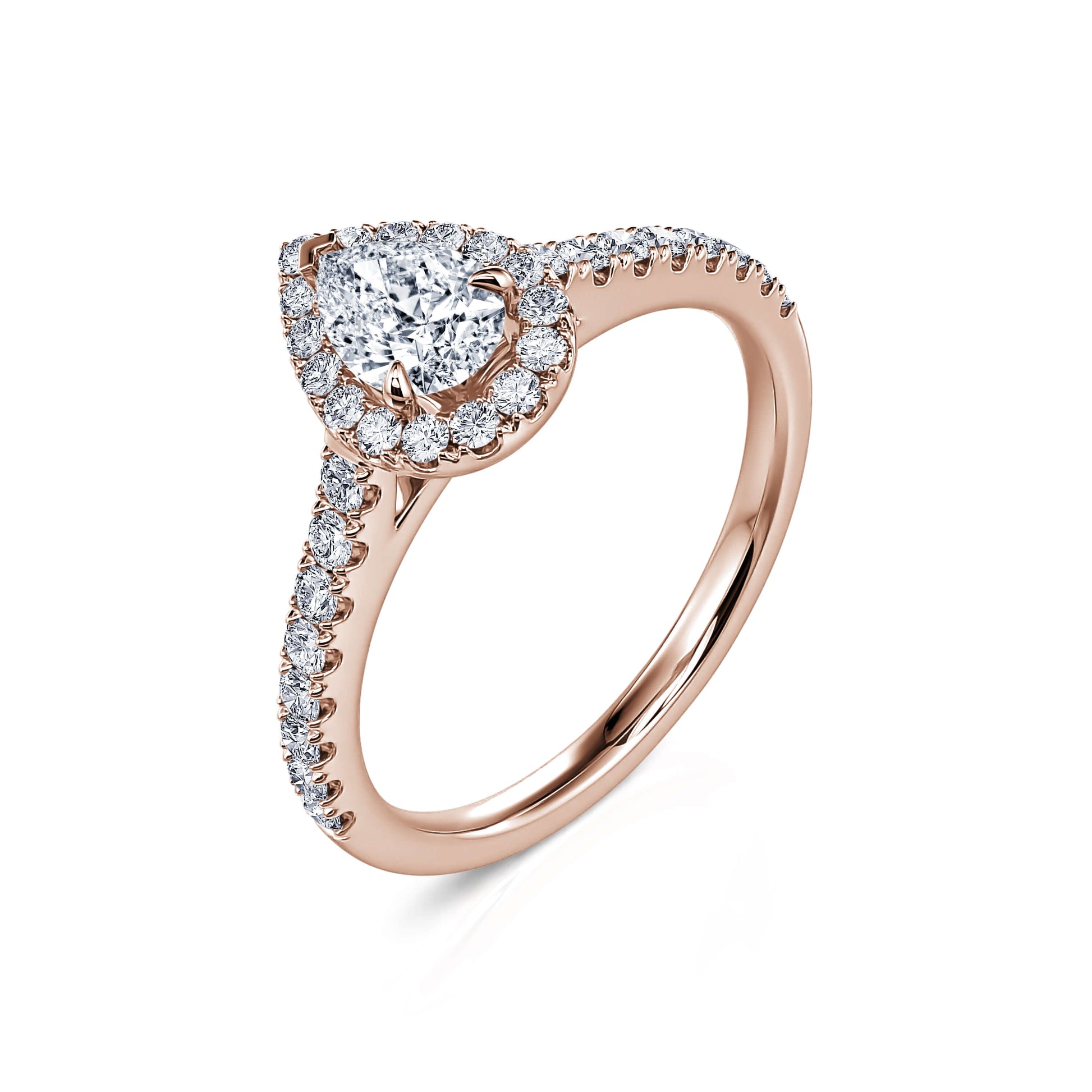 Bague de fiançailles or rose diamant poire Théa 2