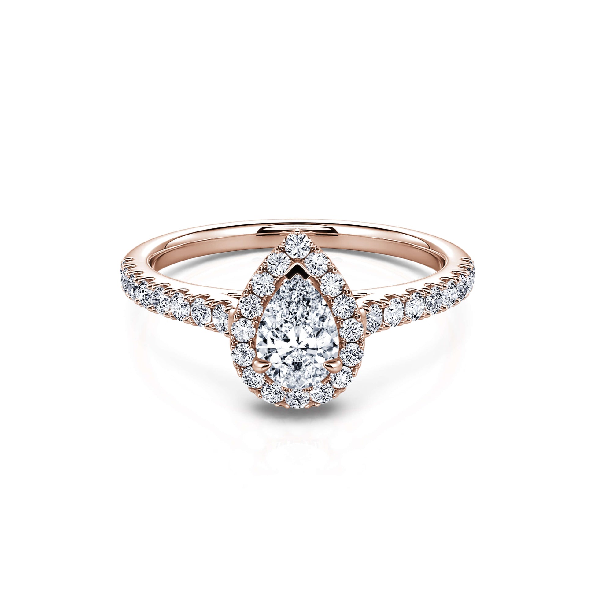 Bague de fiançailles or rose diamant poire Théa 1