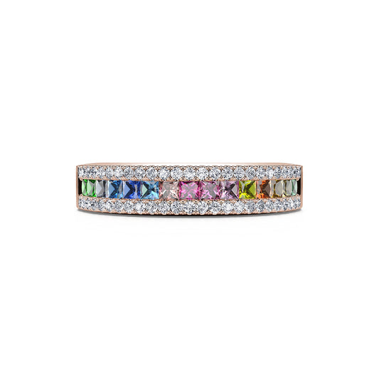 Abba - Bague demi tour diamant et rainbow or rose #2