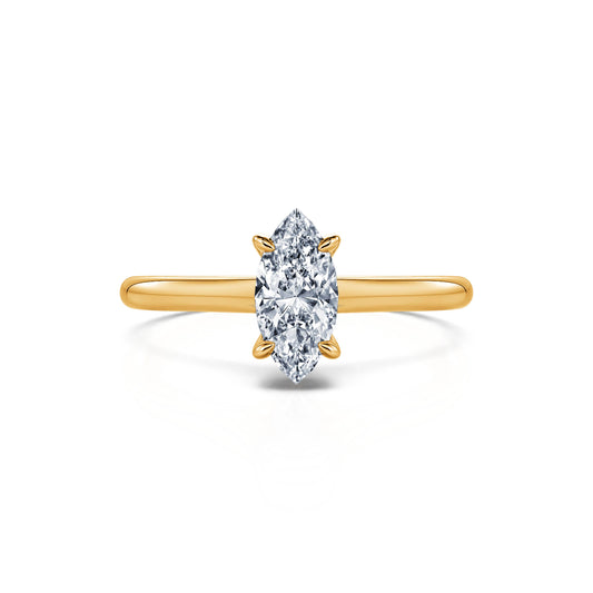 Abigail Lab - Solitaire en or jaune diamant de synthèse marquise #1