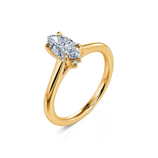 Abigail Lab - Solitaire en or jaune diamant de synthèse marquise #2