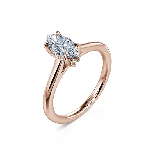 Abigail Lab&nbsp;-&nbsp;Solitaire en or rose diamant de synthèse marquise #2