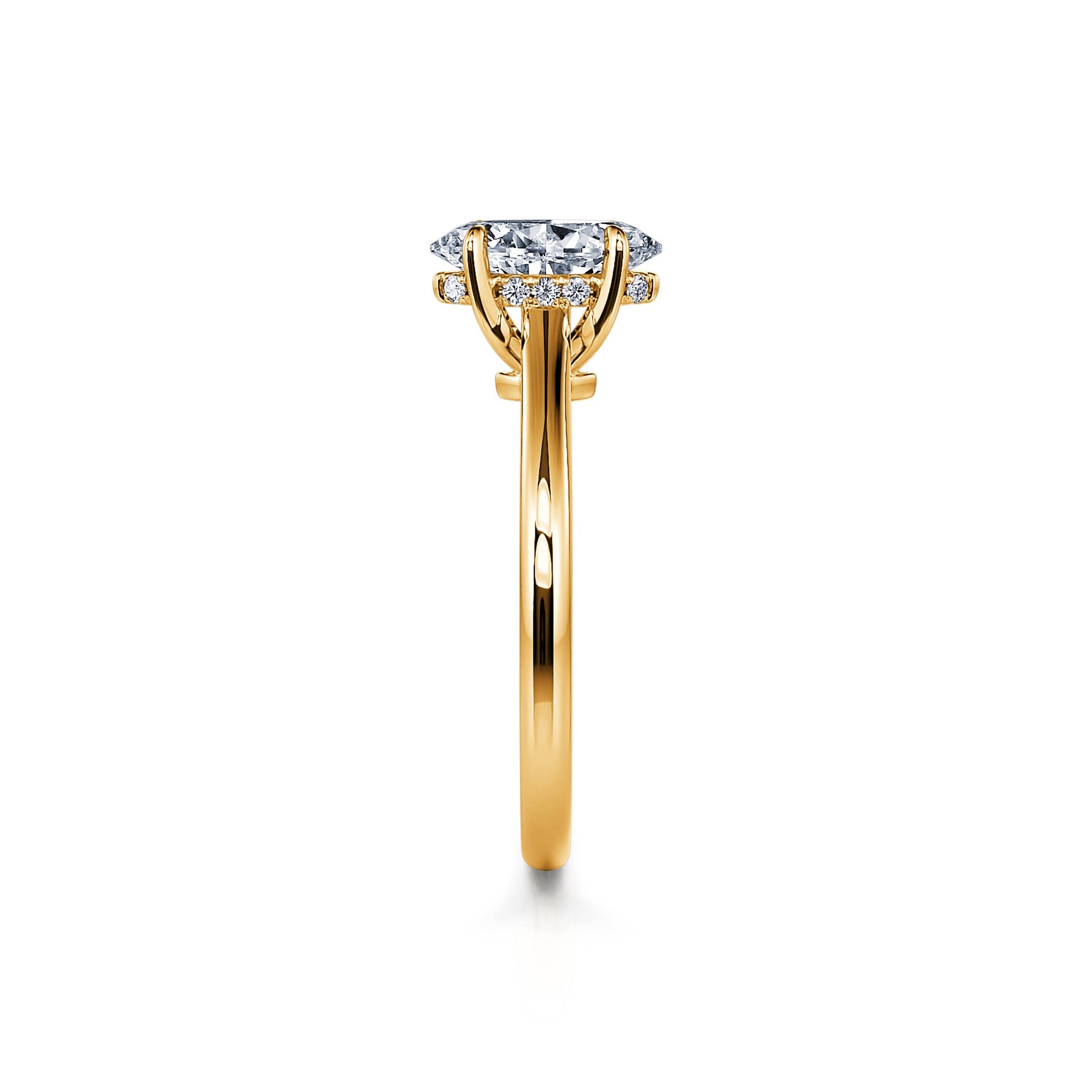Solitaire en or jaune diamant de synthèse marquise Abigail Lab 3