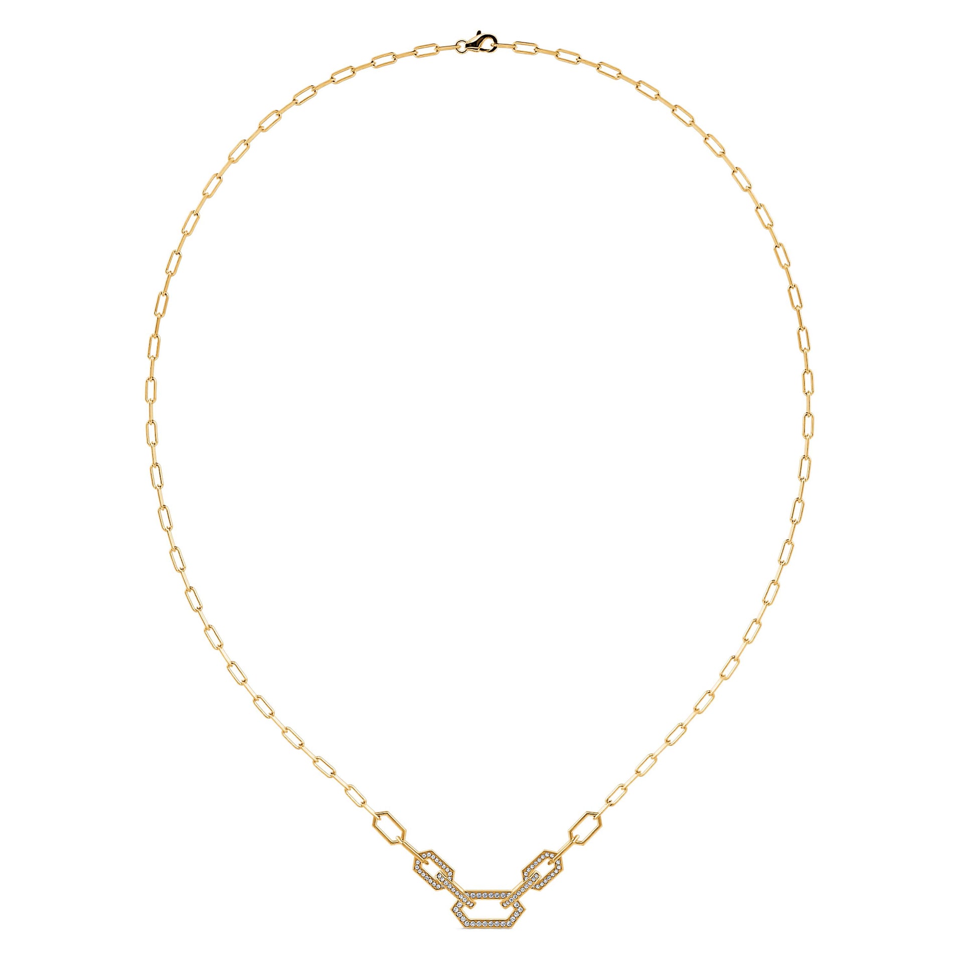 Collier chaîne trois maillons serti or jaune Adele 3