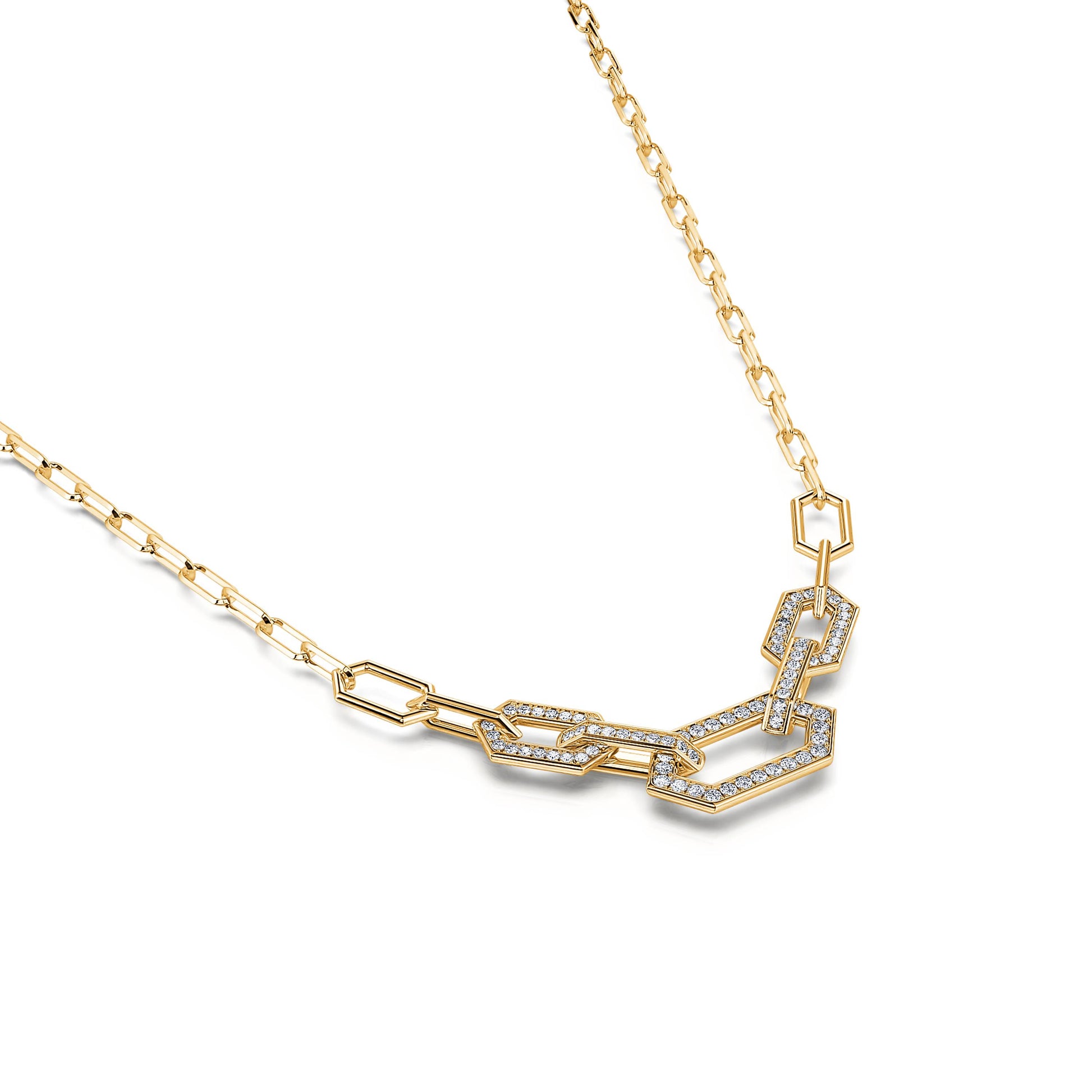 Collier chaîne trois maillons serti or jaune Adele 1
