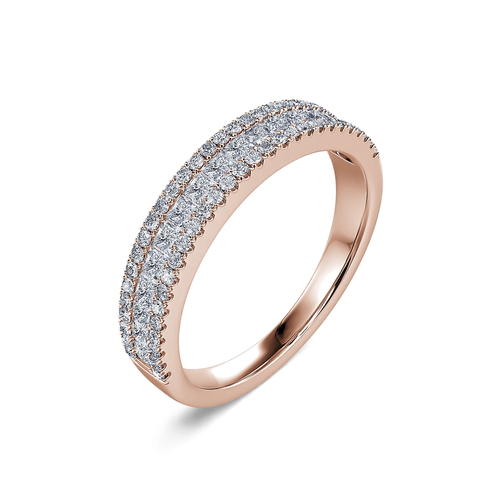 Alliance demi tour diamant or rose Adriana 1