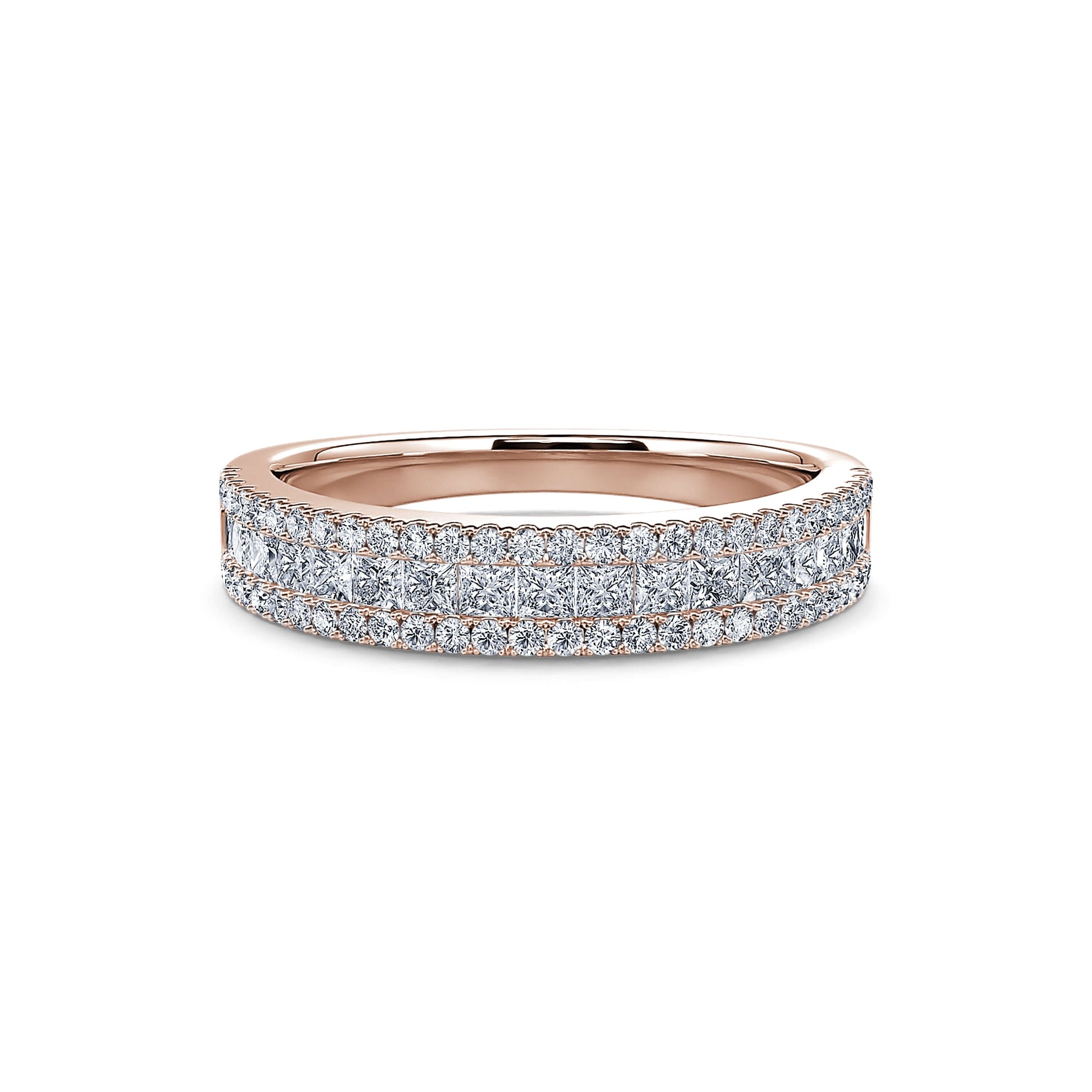 Alliance demi tour diamant or rose Adriana 3
