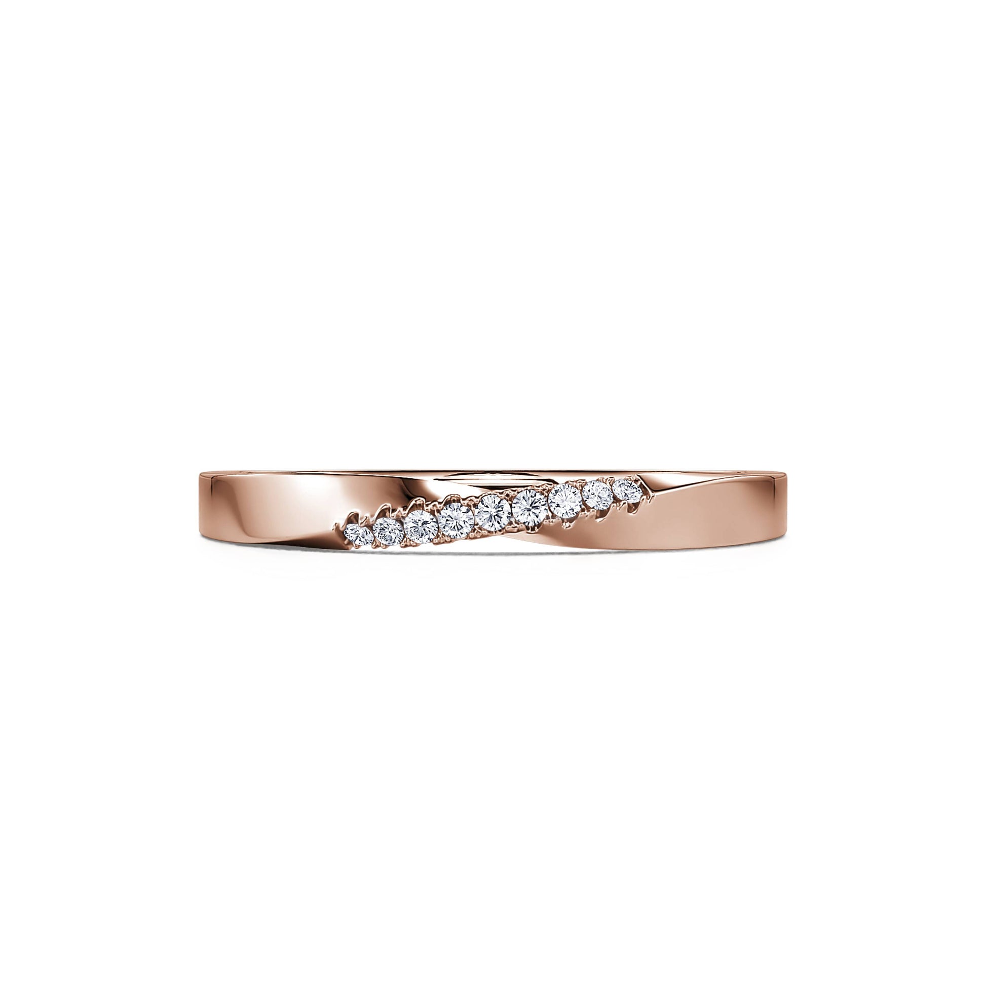 Alliance or rose et diamants Alba 2