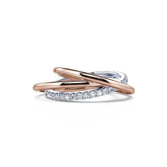 Alice&nbsp;-&nbsp;Alliance entrelacée or rose, or blanc et diamants #2