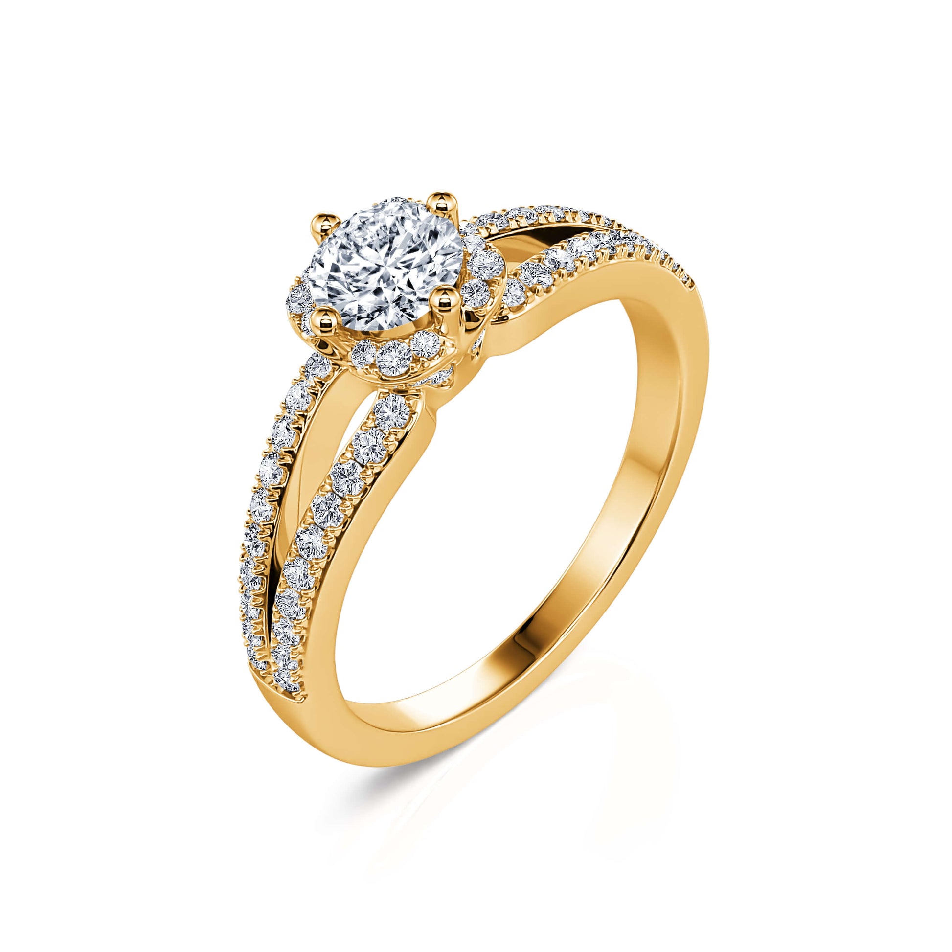 Bague de fiançailles or jaune diamant Amour 2
