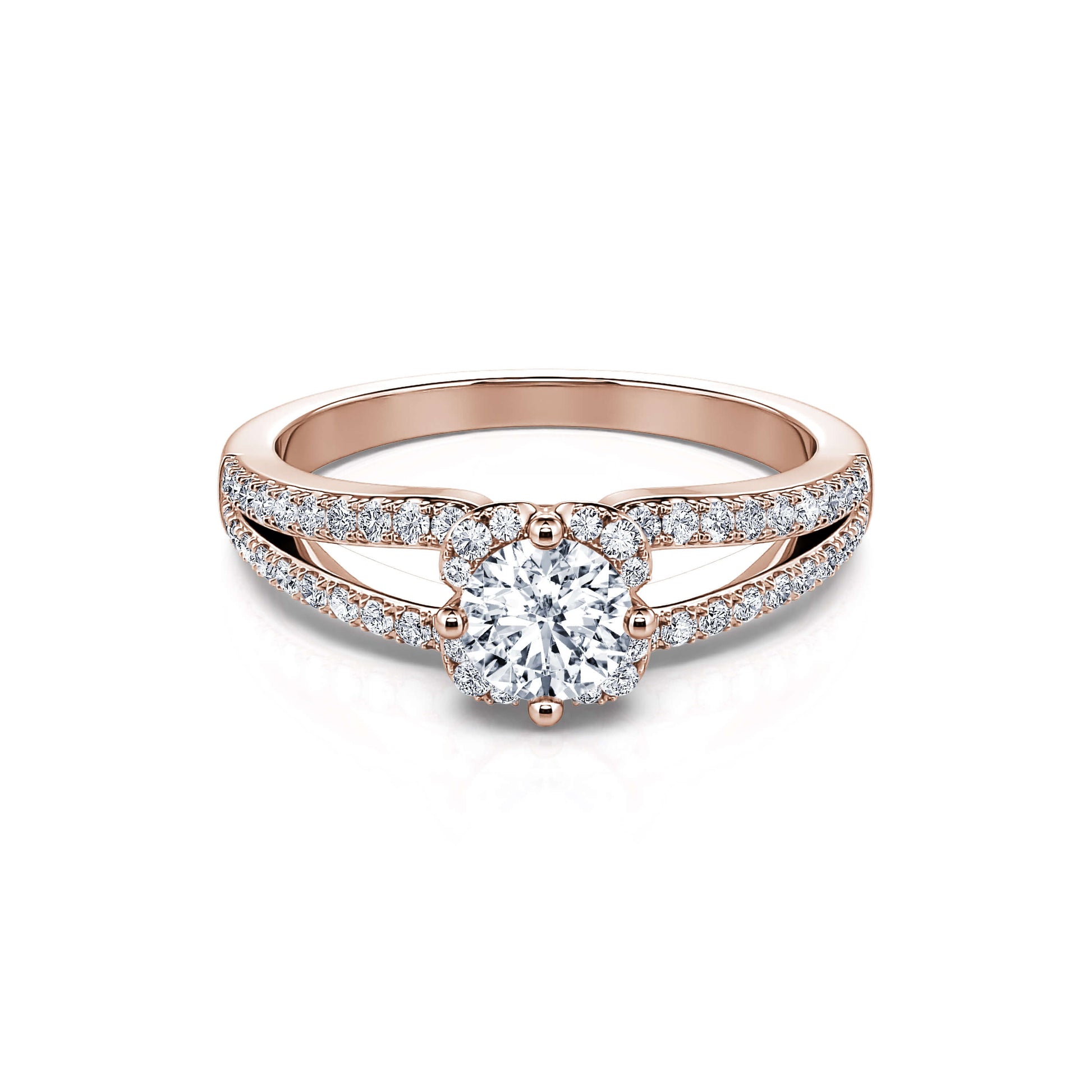 Bague de fiançailles or rose diamant Amour 1