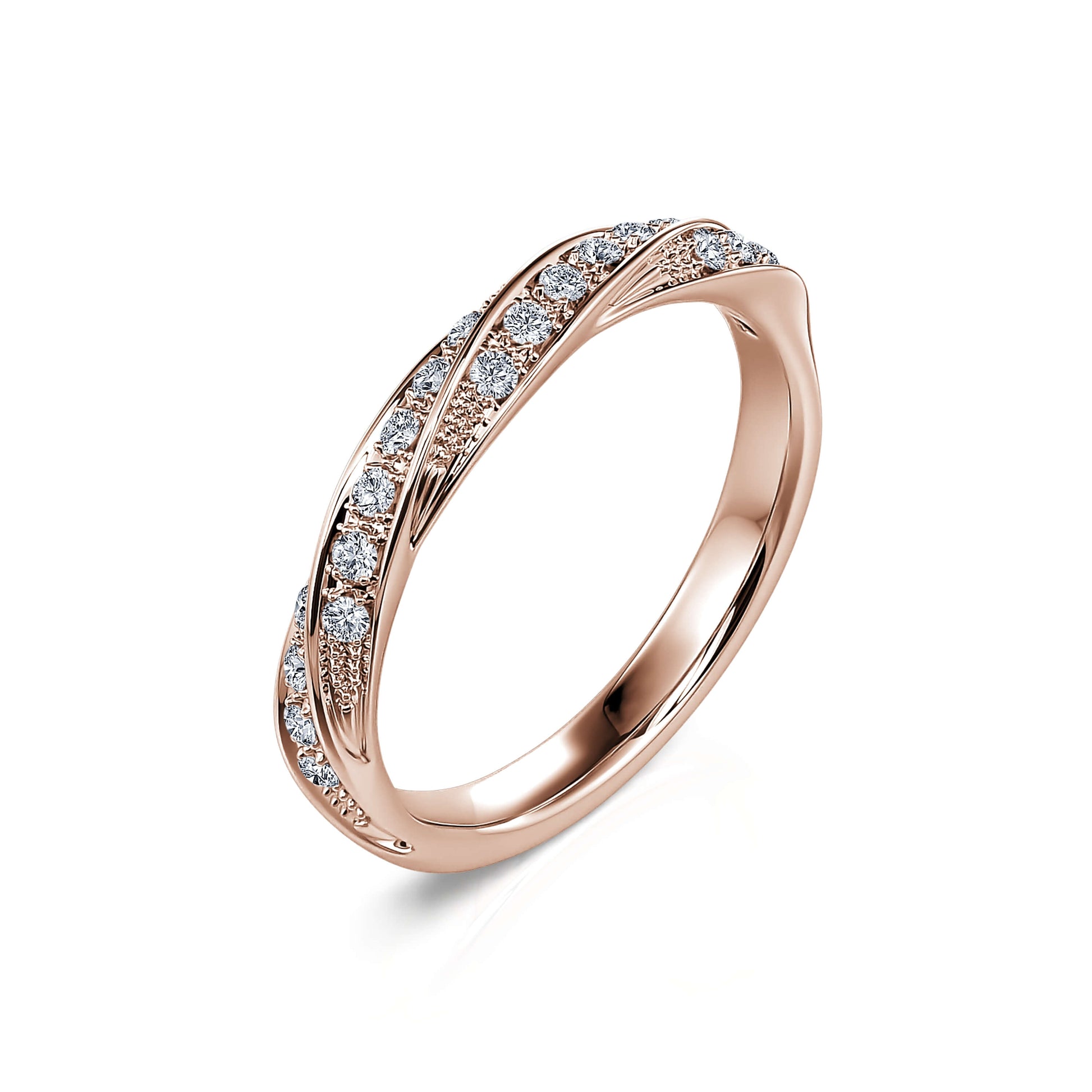 Alliance torsadée or rose diamant Amoureuse 1