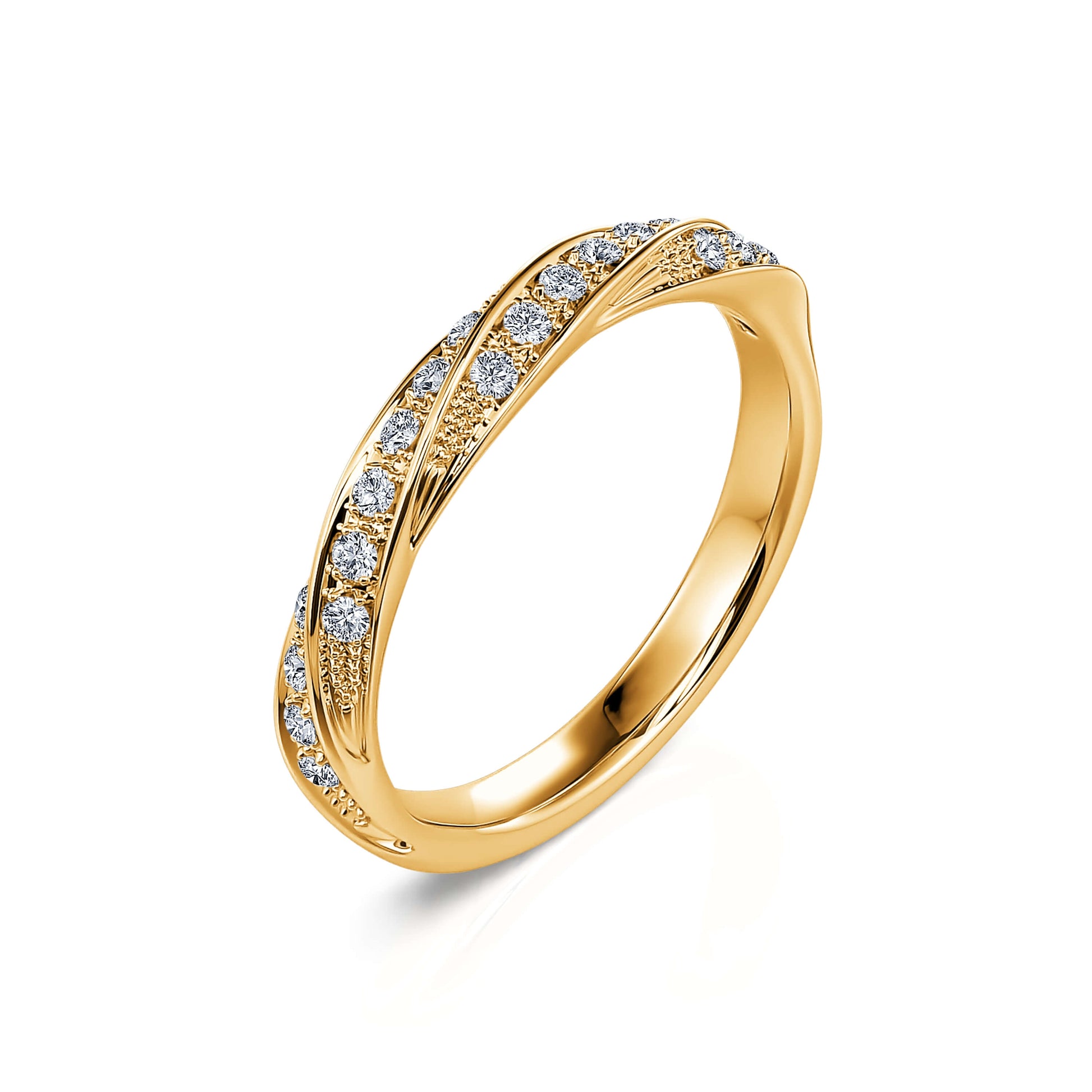Alliance torsadée or jaune diamant Amoureuse 1