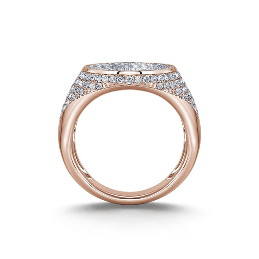 Angélique - Chevalière diamant or rose #2