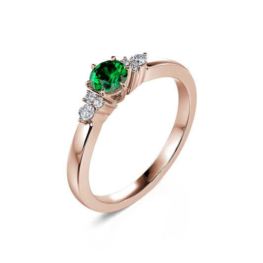 Angie Émeraude&nbsp;-&nbsp;Bague en or rose émeraude et diamant #2