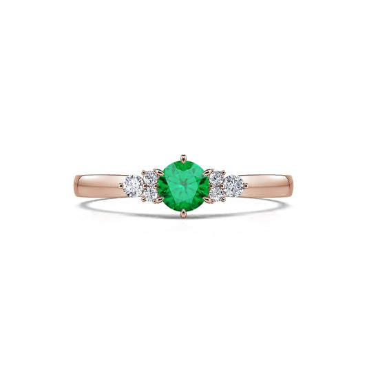 Angie Émeraude&nbsp;-&nbsp;Bague en or rose émeraude et diamant #1