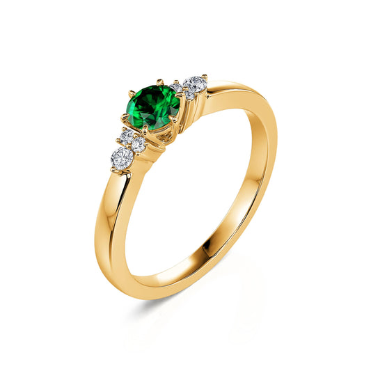 Angie Émeraude&nbsp;-&nbsp;Bague en or jaune émeraude et diamant #2