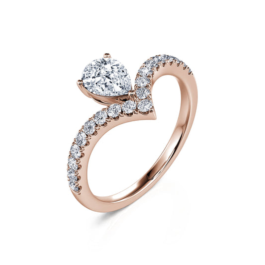 Anne - Solitaire suspendu or rose diamant poire #2