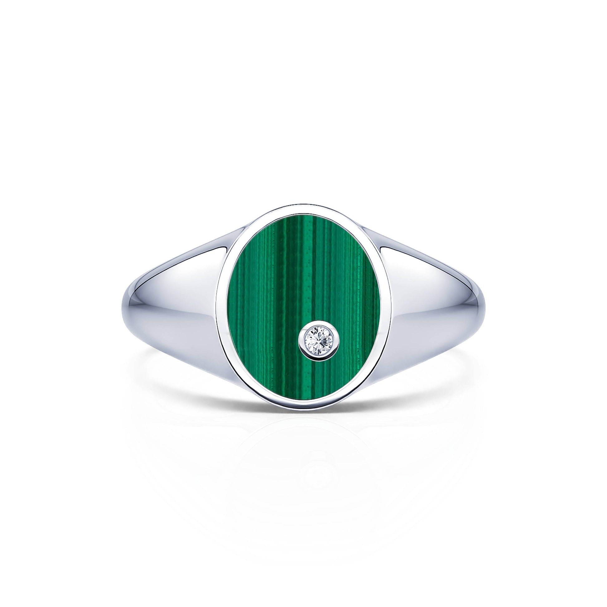 Chevalière malachite et diamant Apoline Malachite 1