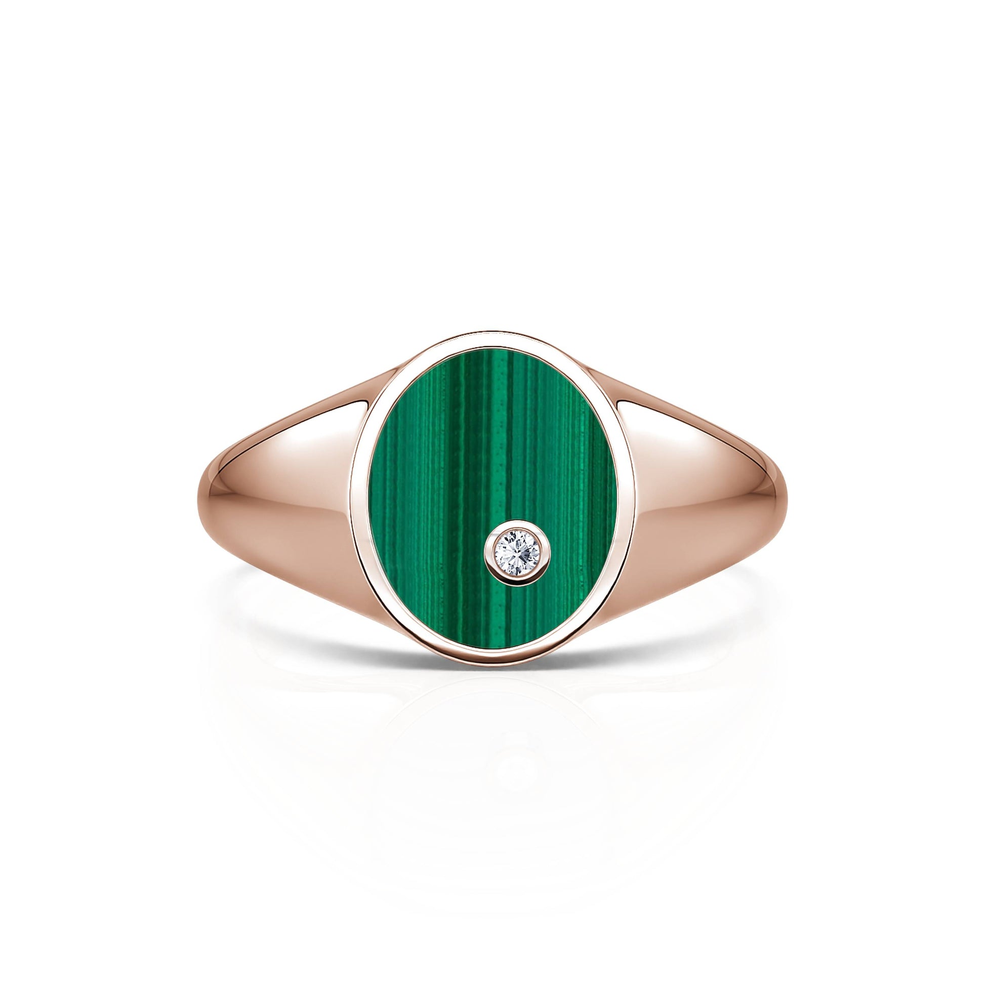 Chevalière malachite et diamant Apoline Malachite 1