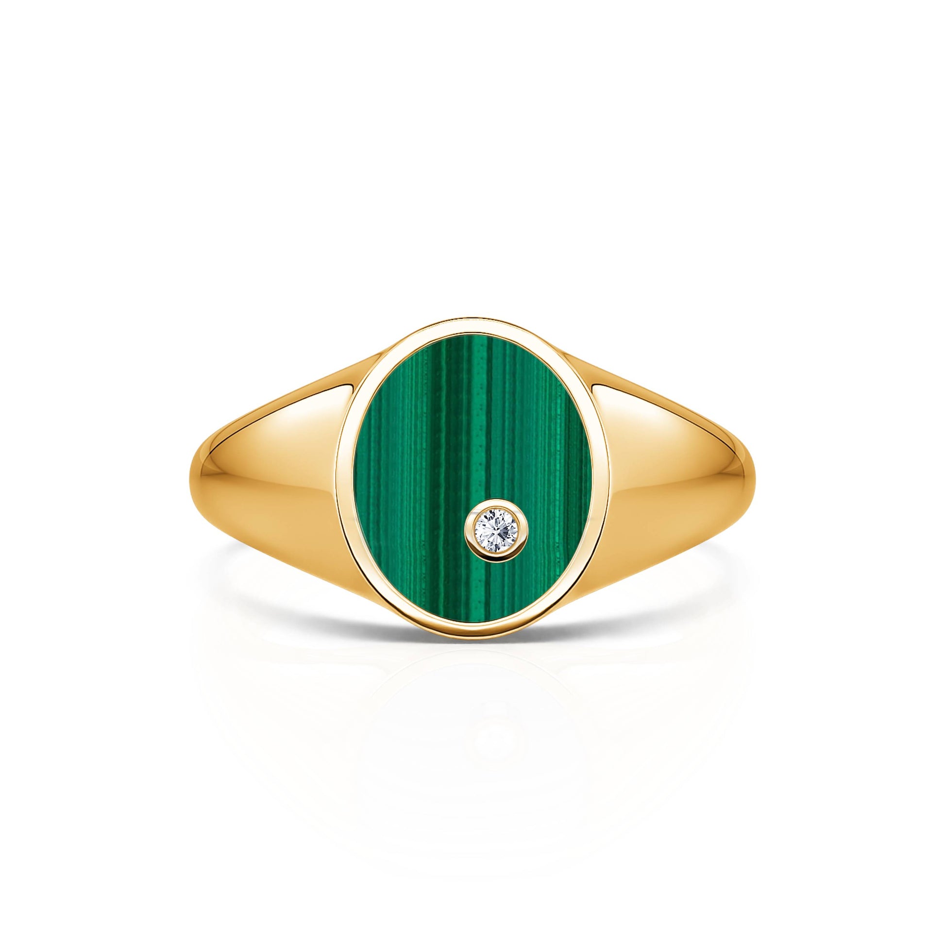 Chevalière malachite et diamant Apoline Malachite 1