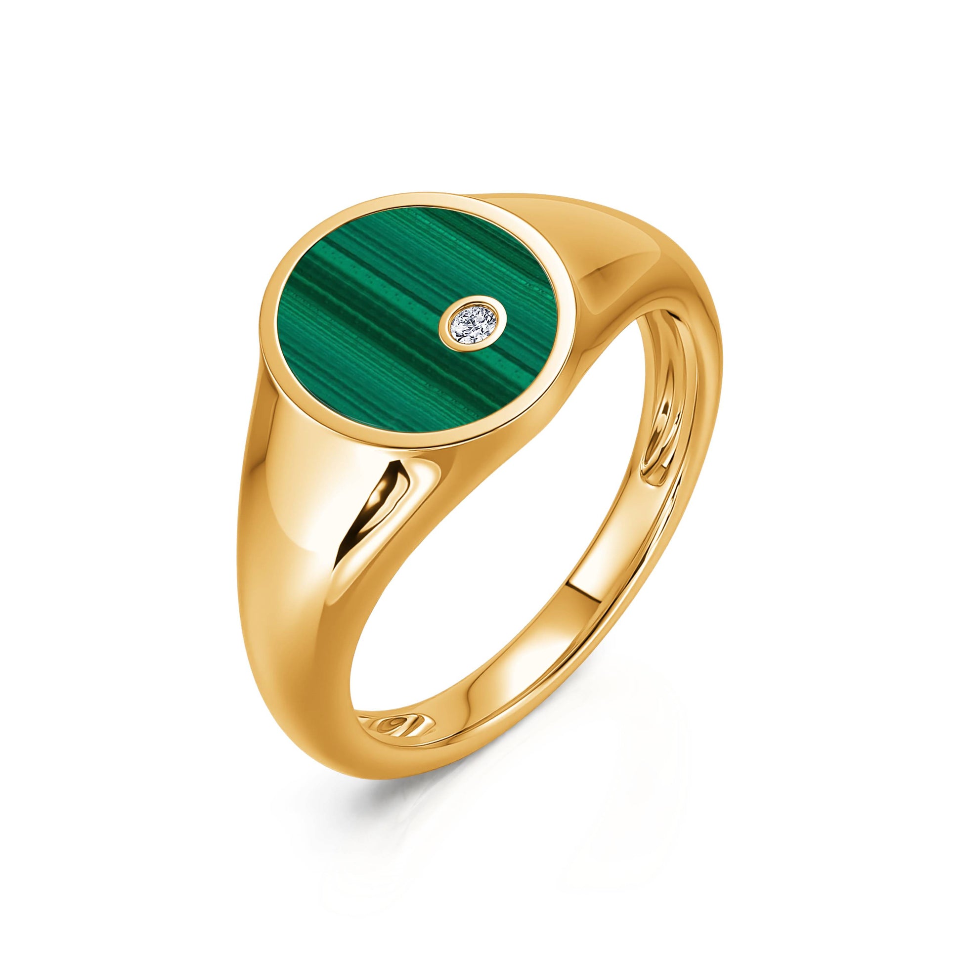 Chevalière malachite et diamant Apoline Malachite 2