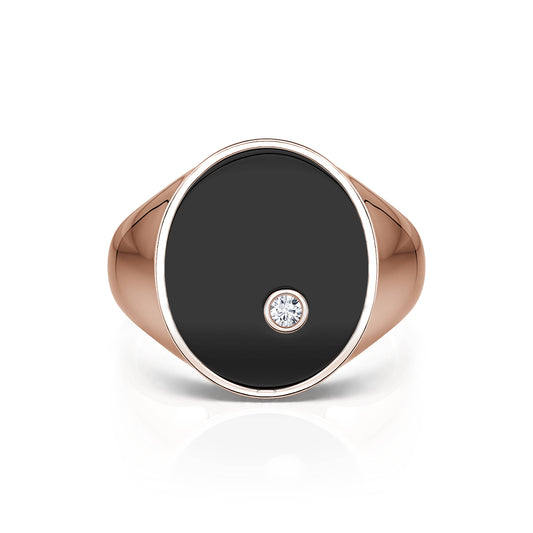 Apoline Onyx&nbsp;-&nbsp;Chevalière onyx et diamant #1