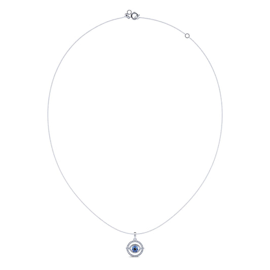 Asia - Collier médaille rotative œil or blanc diamants et saphirs #2